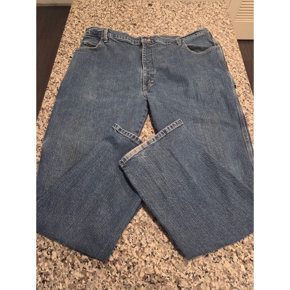 Wrangler Carpenter Jeans Mens 42x32 Blue Stretch Utility Workwear Pants
